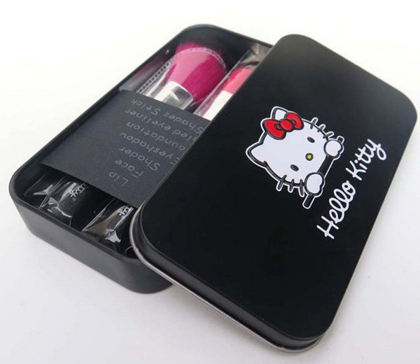 Hello Kitty Makeup Brush Set 7 In 1 Kitty Cat Cosmetic Brushes Black And Light Pink