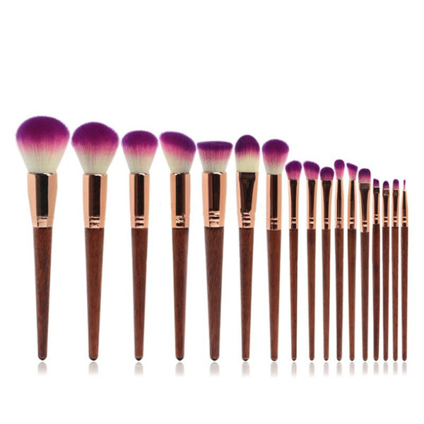 1set=17pcs High Quality Glitter Make Up Brushes Professional Wood Handle 17pcs Bamboo Makeup Brush Set Professional makeup brush set