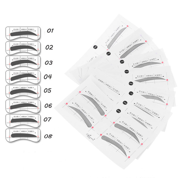 32Pairs/Set Professinal Fashion Eyebrow Template Stickers Eye Brow Eyebrow Stencils Drawing Card Stencil Makeup Tools 8 Types