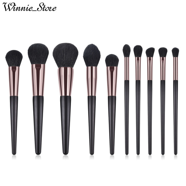 Free Shipping by ePacket! Professional 10pcs Makeup Brushes Set Cosmetic Pro Make Up Tool Brush Kit Wood Black Handle Micro Crystal Fiber