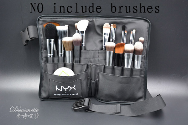 Black Two Arrays Makeup Brush Holder Professional PVC Apron Bag Artist Belt Strap Portable Make Up Bag Cosmetic Brush