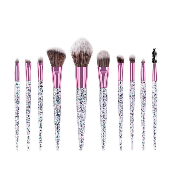 DHL Free shipping 10pcs Makeup Brushes Set High Quality Makeup Brushes Set Sequins Quicksand Makeup Brushes Set