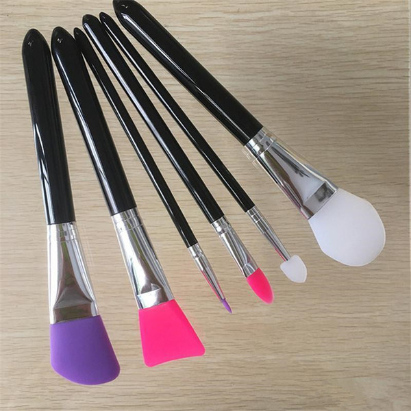 Newest Silicone Makeup Brushes 6pcs Professional Makeup Brushes Cosmetic Tools Kit for Foundation Face Powder Mud Mask Wholesale