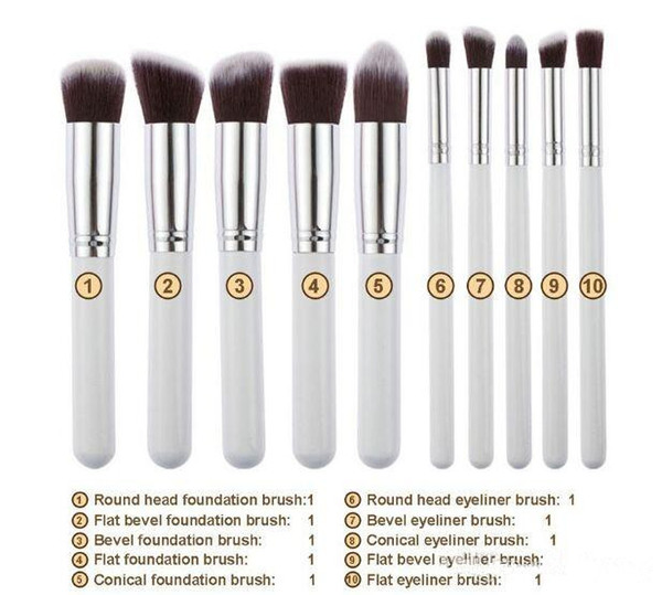 10pcs Makeup Brushes 10pcs Professional Cosmetic Brush Kit Nylon Hair Wood Handle Eyeshadow Foundation Tools DHL free shipping