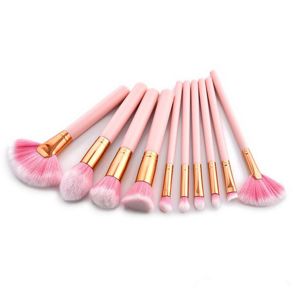 Factory Direct DHL Free! 10pcs Pink Professional Makeup Brushes Set Foundation Powder Blusher Eyeshadow Beauty Makeup Brush Tools Kit