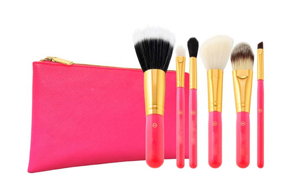 Promotion Hot New Professional Makeup Brushes 6 Pieces Brush Sett Kit +red leather Bag Tools makeup brush set Dhl free Shipping+gift