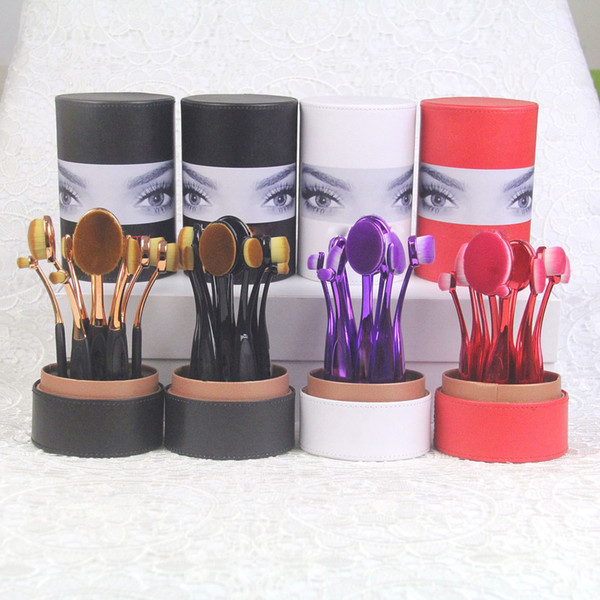 Promotion! New Beauty makeup brushes 10 Pieces Brush Set Multipurpose makeup brush Cream Puff Cosmetic Barrel DHL free Shipping+gift