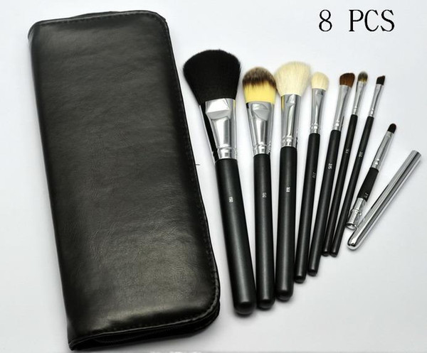 Hot sales Professional Brush 8 Pieces + leather Pouch DHL Free shipping+GIFT