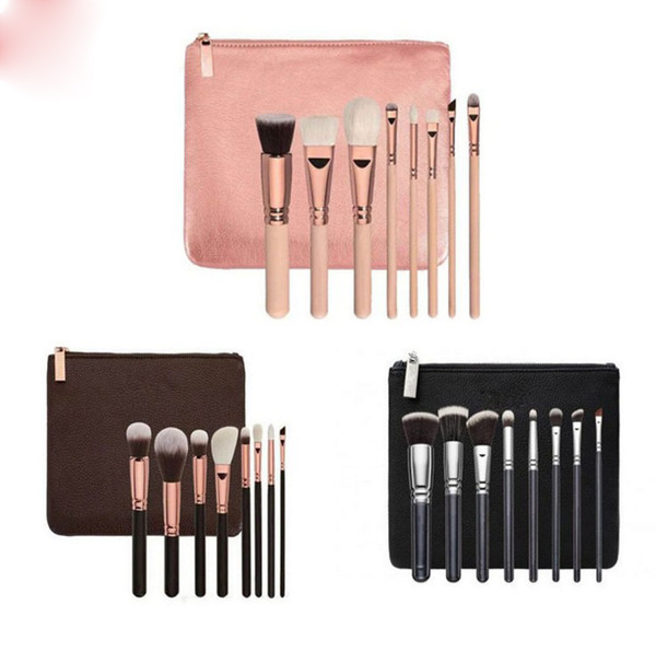 HOT new Professional makeup brushes 8 Pieces makeup brush sett Kit +Leather bag High-quality DHL Free shipping+GIFT