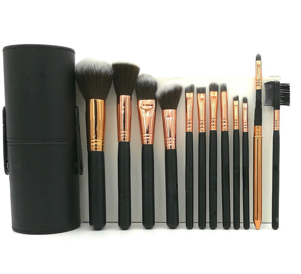 Hot Professional makeup brushes 12 Pieces makeup brush sett Kit +Barrel black DHL Free shipping+GIFT