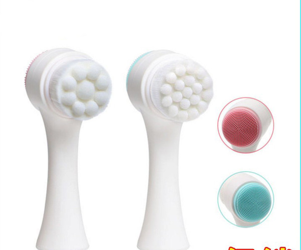 two-sided facial brush microfiber silicone face cleaner brush manual operation face washing brush makeup tool DHL Free shipping+GIFT