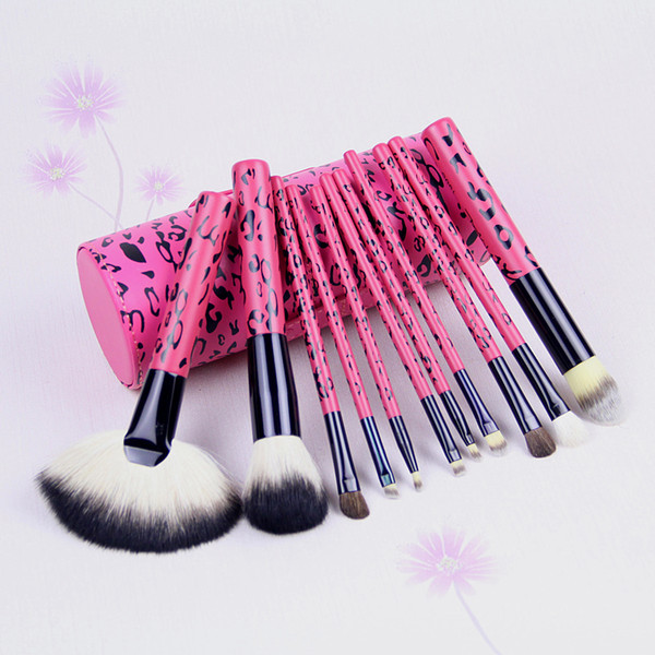 Promotion! New makeup brushes 11 Pieces Brush Set Leopard Print makeup brush bag High-quality Wholesale Dhl free Shipping