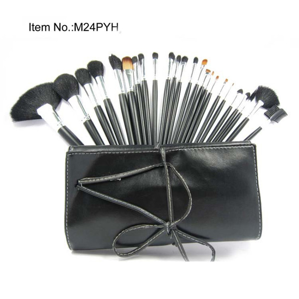 Hot Professional makeup brushes 24 Pieces makeup brush sett Kit +Leather bag Makeup Tools black DHL Free shipping+GIFT