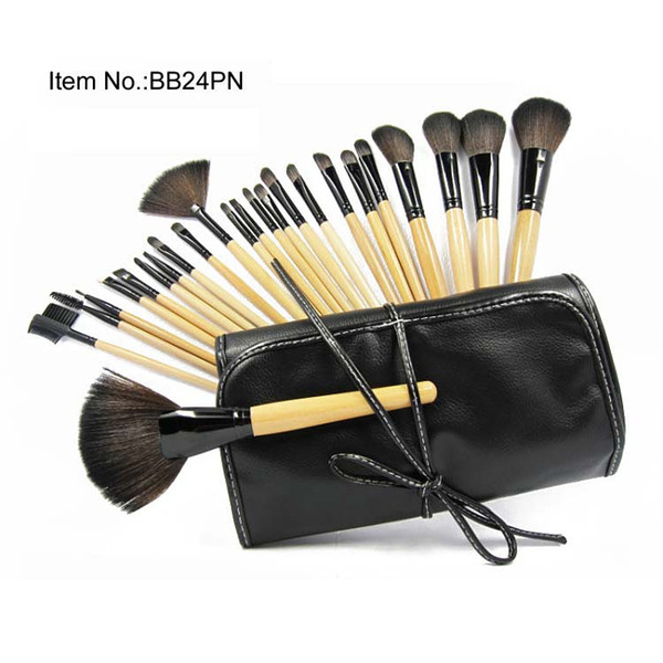 Hot Professional makeup brushes BB 24 Pieces makeup brush sett Kit +Leather bag DHL Free shipping+GIFT