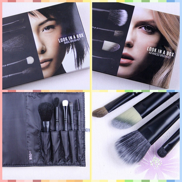 Promotion! New makeup brushes Look In Box Basic Brush Kit / Advanced Brush Kit Goat Hair Wood DHL free Shipping+gift