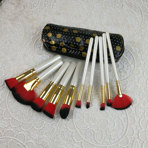 Promotion! New Cosmetics makeup brushes 12 Pieces Brush Set+ makeup brush bag Wood High-quality Wholesale Dhl free Shipping