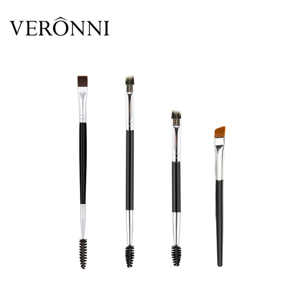 New European and American fashion double head makeup brush Multifunctional nasal silhouette brush round oblique head free shipping