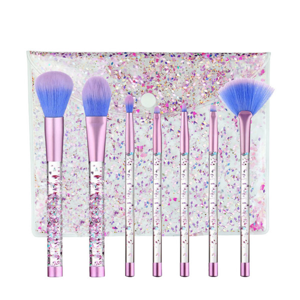 Explosion models Explosive models 7 Straight sand crystal handle makeup brush set Flash makeup brush set brush fur free shipping