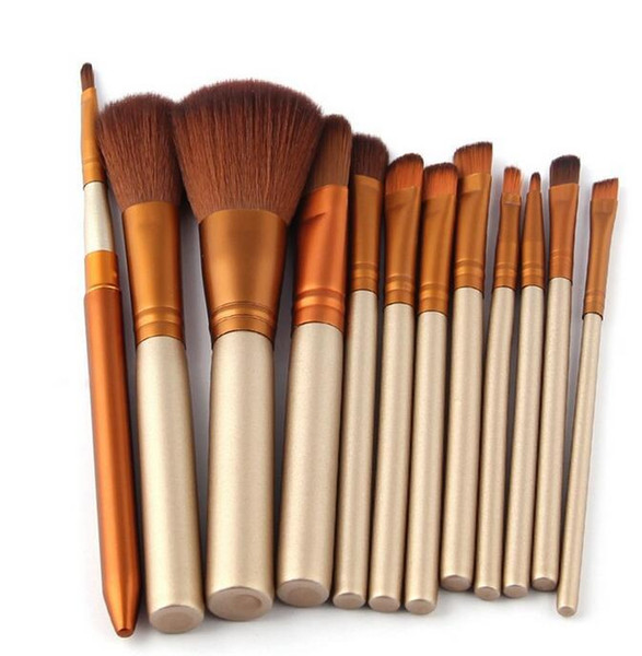 European and American fashion 12 makeup brush set NK gold portable iron box blush eye shadow decoration cross-border beauty tools