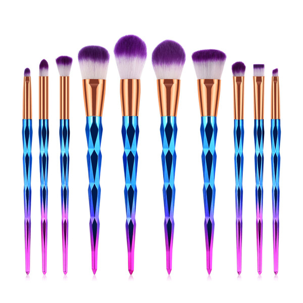 7Pcs 10pcs 12Pcs Colorful Mermaid Diamond makeup brushes Eyebrow Eyeliner Blush Blending Contour Foundation Cosmetic Makeup Brush Set