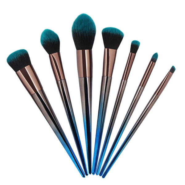 Professional 7Pcs Rhombus Diamond Makeup Brushes Set Blue gradient make-up brush Cosmetic Face Eyeshadow Brushes MAANGE5528