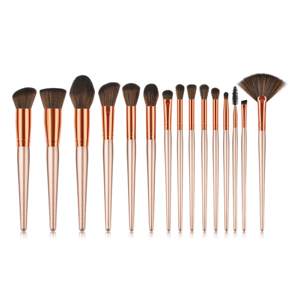 15Pcs Set Professional Makeup Brush Set Foundation Eye Face Shadows Lipsticks Powder Make Up Brushes Kit Tools Pink/Brown