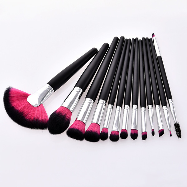 13pcs/set High-end Black Wood Handle Makeup Brush Fan Brush Flame Brush Set beauty tools 22*15*2cm