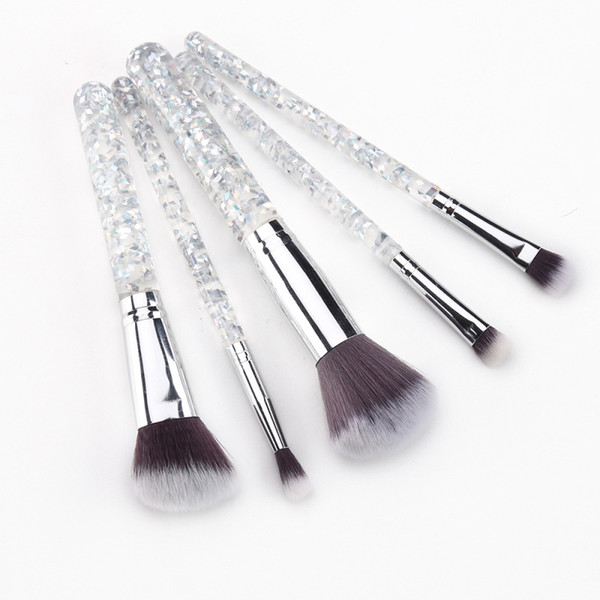 New 5PCS Transparent Resin Rod Makeup Brushes Tech Professional Powder Foundation Beauty Brushes Cosmetics Brushes Sets