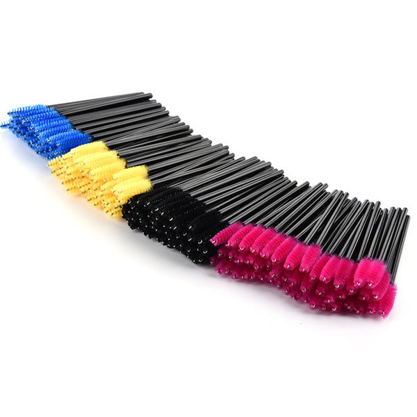 in stock! 300 pcs/set One-Off Disposable Eyelash Brush Mascara Applicator Wand Brush black yellow blue pink rose red