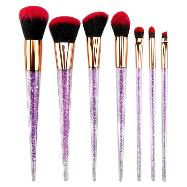 New 7 pcs makeup brushes purple crystal handle powder blush foundation eye shadow eyebrow cosmetic brush make up brushes