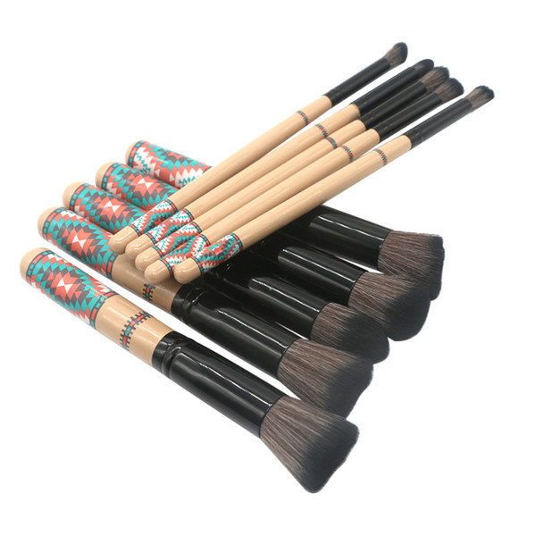 Newest 10 pcs Wooden Handle Makeup Brush Set Bohemian Style Makeup brush Professional beauty tools 1pcs by ePacket