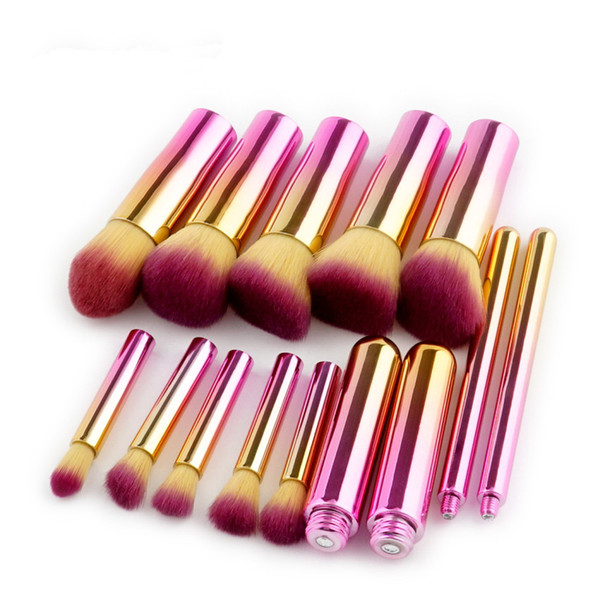 High quality 3 models colorful gradient Makeup brush 10pcs makeup brush boxed beauty tools flame eye shadow brush