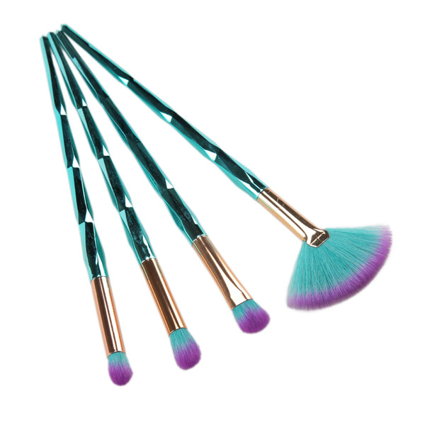 in stock! Hot 4 PCS Blue Diamond Handle Eye Makeup Brushes The fan brush Makeup Tools free shipping MB203