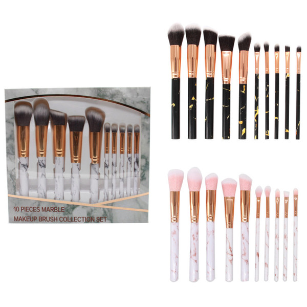 3 Color 2018 New 10pcs/set Marble Makeup Brushes Sets Blush Powder Eyebrow Eyeliner makeup brush set Foundation make up brushes