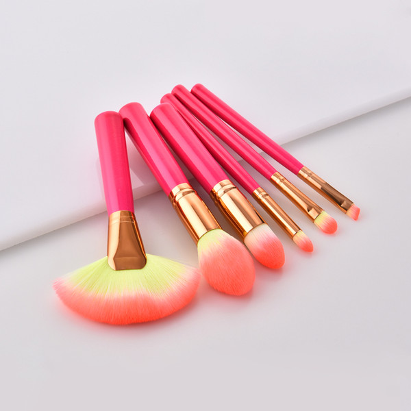 Newest 6Pcs/set Rose Red Makeup Brushes Sets Wooden Makeup Brush Tools Foudation Eye Shadow Brushes 24*10*1.6