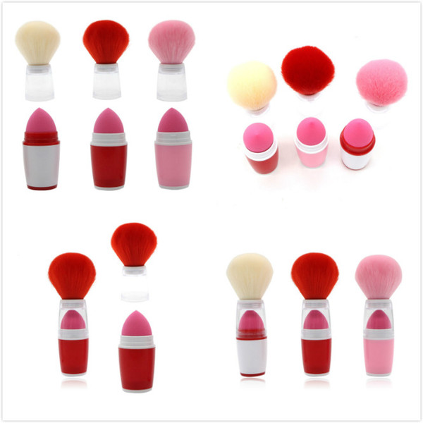 in stock! Newest Makeup Brushes Foundation Powder Blush makeup brush+sponge puff beauty makeup dual-use drop puff