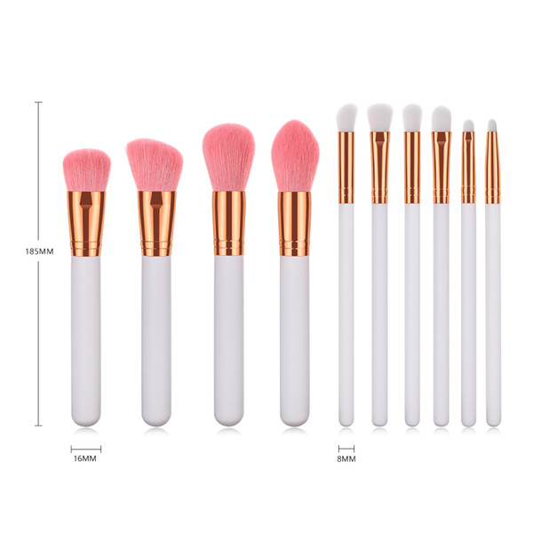 10pcs set White Pearlescent Wood handle Makeup Brushes Blush Powder Eyebrow Eyeliner Highlight Concealer Contour Foundation Make Up Brush Se