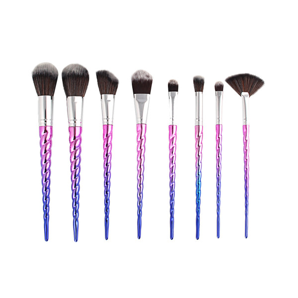 8 pcs Brown Gradient Unicorn Makeup Brushes Set Blush Brush Eye Shadow Brush Eyebrow Brush in stock! 18*3CM