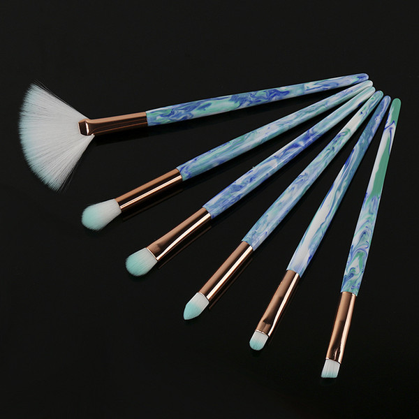 6 pcs/set Marble Eye Makeup Brushes Mini Makeup Brushes Set Eyeliner Face beauty make-up set 16*3.5cm