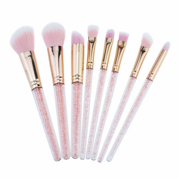 8 PCS Quicksand Makeup Brushes Set Pink Diamond Make up Brush for Cosmetics Brush Tool Kit