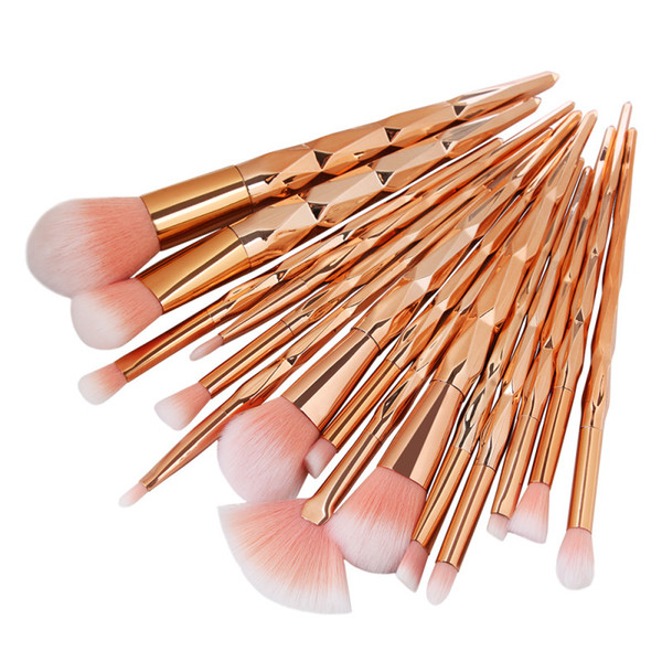 2018 Diamond Makeup Brushes Set 15 Pcs Professional Make up Brushes Eyebrow Eyeliner Powder Brushes Tools With Opp Package MAG5518