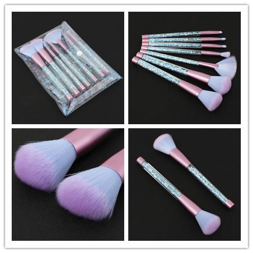 7pcs/set Mermaid Makeup Brush Set Quicksand Crystal Cosmetics Brushes Powder Eyeshadow Foundation Make up Tool