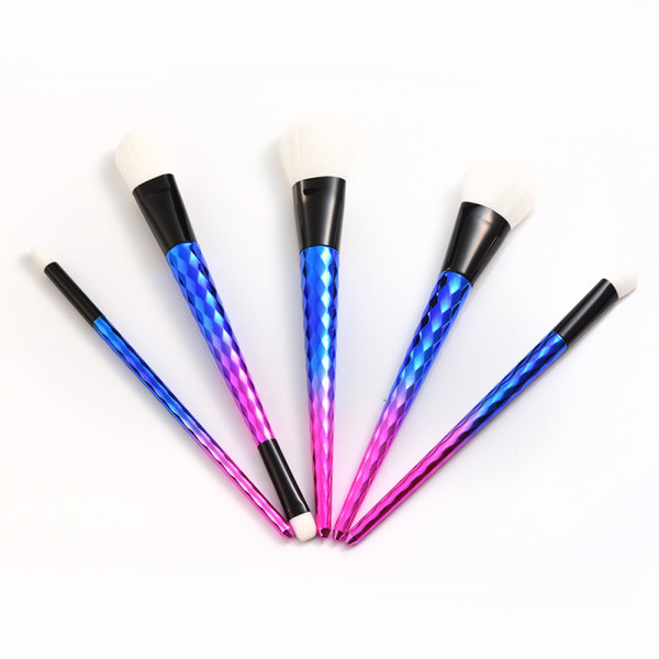 New 5pcs/set makeup brush set Gradient blue blush makeup brush foundation brush full set of beauty tools