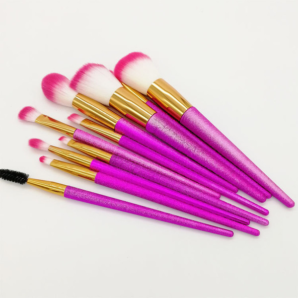 Pink Glitter Makeup Brushes 10Pcs/Set Crystal Brush with OPP bag Unicorn Mermaid makeup brushes set