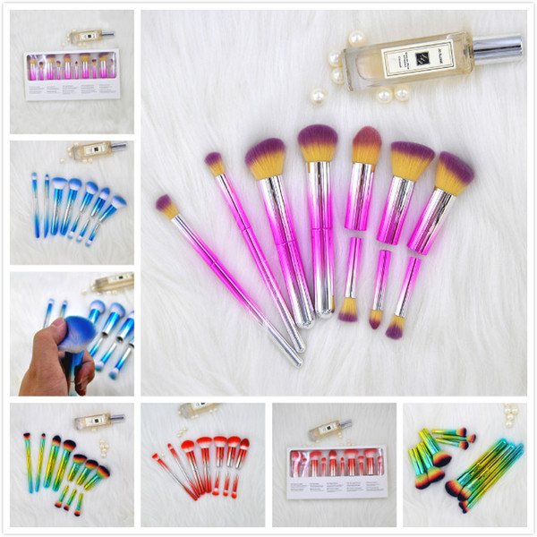 in stock!10pcs/set Colorful Removable Makeup Brushes Sets Blush Foundation Powder Eyebrow Eyeliner makeup brush set