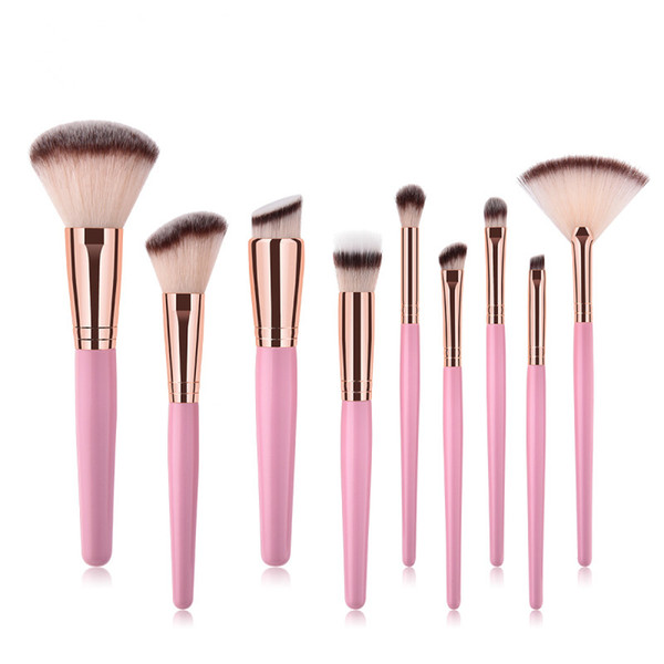 9pcs Pink Makeup Brushes For Foundation Powder Eyeshadow Eyeliner Lip Highlighter Cosmetic Brush Tools Make Up Brush Set