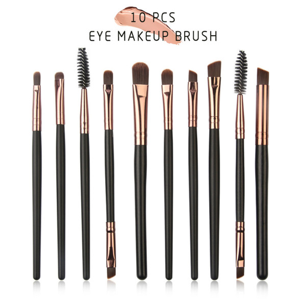 Newest 10pcs set Wood Fiber Hair Professional Eye Makeup Brushes Set Eye Shadow Eyelash Brushes make up brushes Tools