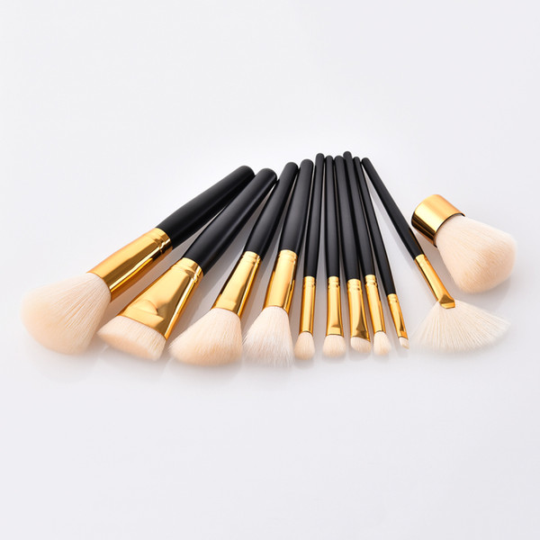 11 pcs Nylon Makeup Brushes Black Wood Handle Make Up Brush Foundation Powder Cosmetic Tool Beauty Brushes 18*15*3cm