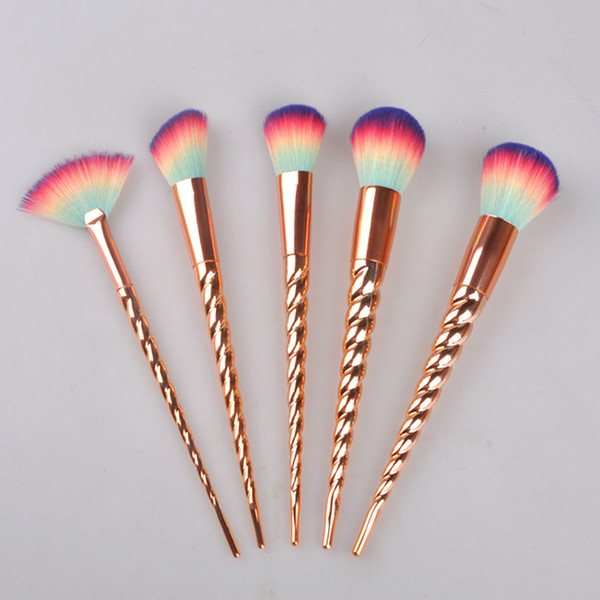 makeup brushes sets cosmetics brush 5pcs/set bright color rose gold Spiral handle make-up brush screw makeup tools Contour