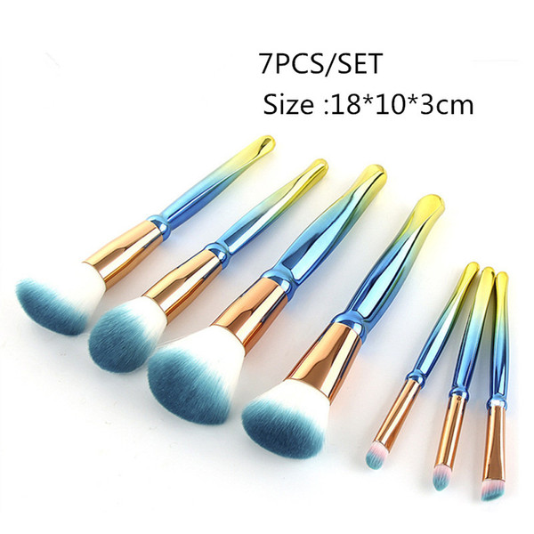 7pcs Makeup Brush Kit Royal blue Handle Brushes for Foundation Concealer Eyeshadow Eyeliner Cosmetic Brushes Makeup Tool